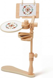 $31 Nuanchu Embroidery Hoop Stand Adjustable Cross Stitch Stand Rotated Embroidery Holder with Storage Trays for Sitting Needlework Crafting and Sewing Projects(Hoop Not Included)