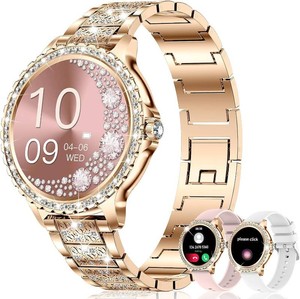$50 Smart Watches for Women(MakeAnswer Call) with Diamond1.32 Fitness Tracker Watch for HRBlood PressureSpO2Sleep Monitor,Digital Running Watches for Women AndroidiOS,3 Strips