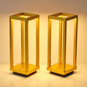$70 PUSU Cordless Waterproof Table Lamps Set of 2, Gold LED Outdoor Desk Lamp