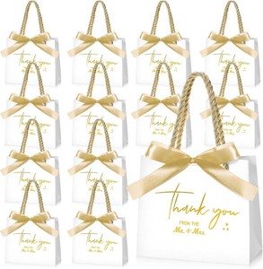 $24 Tenceur 50 Pack Wedding Gift Bags Bulk Thank You Mr. and Mrs. Paper Bag