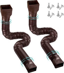$23 2 Pack Rain Gutter Downspout Extensions, Extendable from 21 to 58, Brown