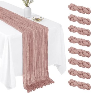 8 Pack Dusty Pink 17 x 108 Inch Cheesecloth Table Runner - Boho Gauze Sheer Fabric for Wedding Baby Shower Party Home Decor