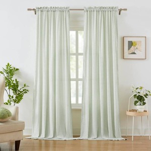 $36 ZJDECOR Sage Green White Buffalo Plaid Curtains 84 Inches Long for Bedroom