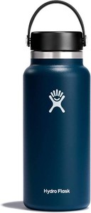 $45 Hydro Flask Water Bottle - Insulated Stainless Steel - Wide Mouth Flex Lid, Non Spill, Leakproof and Refillable in 32 Oz Indigo Blue