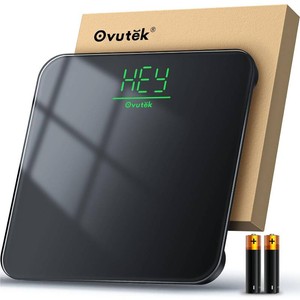 Ovutek Bathroom Scale for Body Weight, 5mm Tempered Glass, 400lb