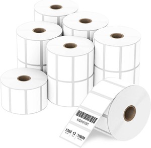 $36 2 x 1 Direct Thermal Label, Paper for Barcodes Postage Address Perforated & Compatible with Rollo, Zebra, Munbyn, Nelko Printers(12 Rolls, 1300 LabelsRoll)