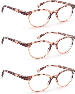 Reading Glasses Women Cute Small Round Readers 4.00 for Small HeadPetite Face,Tortoiseshell Lightweight Cheaters Reading Glasses wComfortable Spring Hinges 3 Pack