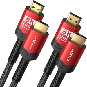 JSAUX 10K HDMI 2.1 Cable 2 Pack 3ft, 48Gbps High Speed HDMI Cord-Red