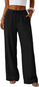 Lepunuo Wide Leg Summer Drawstring Elastic Waist Palazzo Pants for Women Size Medium