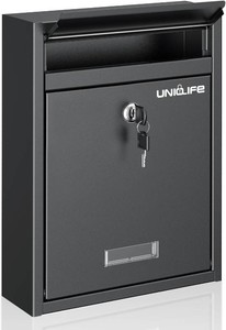 $27 Uniclife Wall Mount Mailbox for Outside, Locking Mail Box, Black