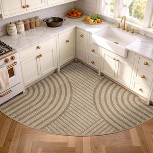 $28 Carvapet Washable Radius 39 Corner Kitchen Rug Reading Corner Rug, Brown