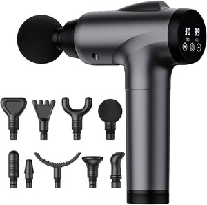 $32 OLsky Massage Gun Deep Tissue 30 Speeds 9 Attachments Handheld (Grey)