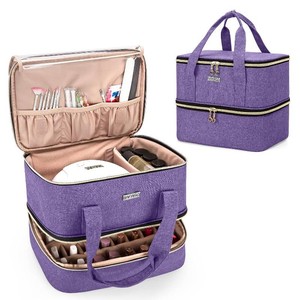 $28 BAFASO Nail Polish Organizer Holds 40 Bottles and a Nail Lamp, Purple