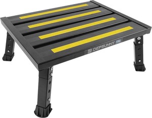 $40 Adjustable RV Step Stool, Wide Platform, Foldable Legs, Black
