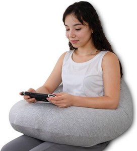 $35 QUEEN ROSE Reading Pillow, Gaming Lap Pillow for Crocheting, Cooling Grey