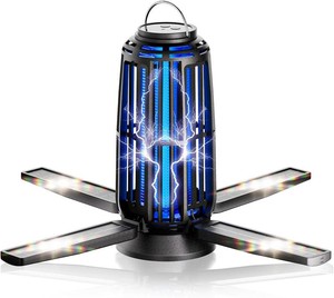 $35 Solar Bug Zapper Outdoor   5000mAh Battery, Energy-Saving Mosquito Killer, USB-C Rechargeable & 4-Sided Solar Panels, Waterproof Portable Fly Zapper with LED Light for Patio, Garden, Camping, Backyard
