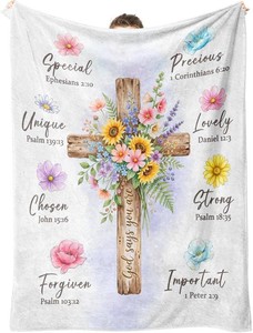 $20 Christian Gifts for Women Birthday, Floral Christian Blanket Religious Gift