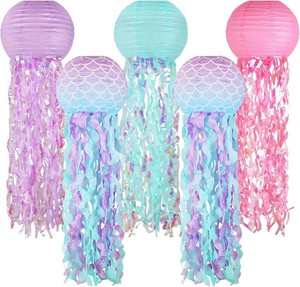 Jellyfish Paper Lanterns Mermaid Birthday Decorations Set of 5
