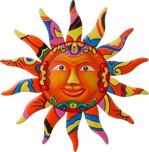 VEWOGARDEN Metal Sun Wall Art Decor Hanging for Indoor Outdoor Home Garden 13 Colorful Sun Face Sculptures & Statues Orange
