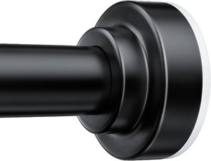 $22 TEECK Shower Curtain Rod, 32-68 inch Adjustable Spring Tension Curtain Rod, Never Rust Anti-Slip Shower Curtain Rod for Bathroom, No Drilling, Never Collapse, Easy to Use, Black