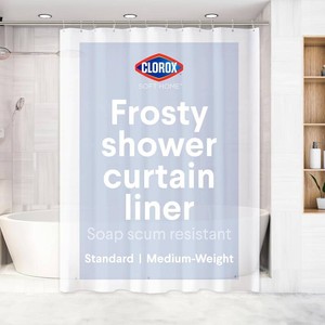 Clorox Shower Curtain Liner, Premium Medium-Weight Durable Waterproof 6g PEVA for Bathroom with Weighted Magnets, Standard Size 72 x 72, Frosty 1 Pack