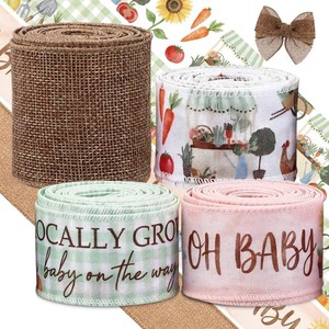 Waydress 4 Rolls Locally Grown Baby Shower Ribbon 2.5 Inch, Olive Hazel