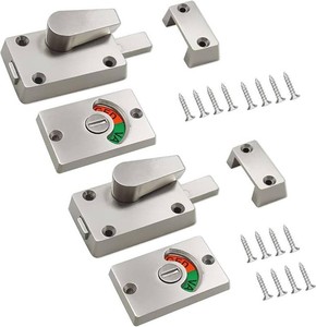 $23 2Pcs Latch Indicating Lock,Latch Indicator Bolt,Privacy Partition Indicator Lock with Occupancy Indicator,Toilet Public Toilet Bathroom Stall Door Latch Lock (Silver,2pcs)