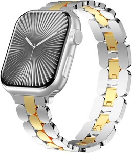 Stainless Steel Dressy Band for Apple Watch for Women Men Series1110987654321SEUltra Compatible with 41mm 40mm 38mm 42mm 46mm 49mm 45mm 44mm Bands ,Adjustable Designer Metal Strap for iWatch