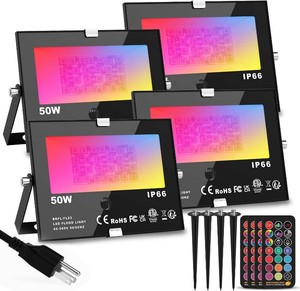 $56 RGB Outdoor LED Flood Light 50W Color Changing Floodlights Spotlights Landscape Lighting Fixture Waterproof Landscaping Spot Light for Yard Garden Driveway Pathway Garden IP66 Waterproof (4 Pack)