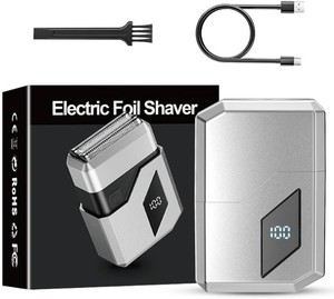 Electric Foil Shavers for Men, Waterproof Cordless Beard Trimmer with LED Display & Type-C Fast Charge, Portable Travel Electric Razor for Face, Gifts for Dad Him (Silver)