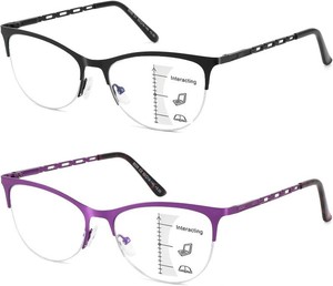 $20 LKEYE Multifocal Reading Glasses Women Progressive Multifocus Computer Reader Cat Eye Metal Half Frame No Line Eyeglass