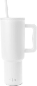 $25 Simple Modern 40 oz Trek Tumbler with Handle and Straw Lid  Cup Holder Friendly Insulated Stainless Steel Travel Mug  Winter White