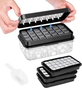 $21 Mini 0.8 Ice Cube Tray with Lid and Bin, 3-Tier Ice Cube Trays for Freezer
