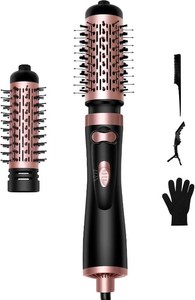 $50 3 in 1 Rotating Hair Dryer Brush, Auto Rotating Blow Dryer Brush Spinning with 2 Brushes (2 & 1.5), Negative Ionic Brush Blow Dryer, Round Brush Blow Dryer Volumize Curling 100-120V