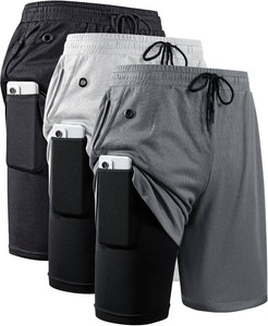 $40 JWJ Mens 2 in 1 Workout Running Shorts 7 Inch Lightweight Athletic Gym Shorts with Compression Liner Size Large