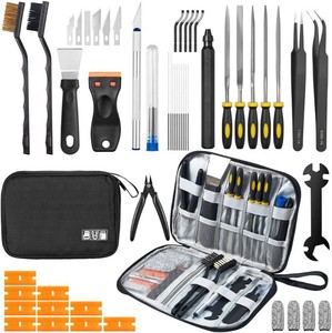 50Pcs 3D Printer Tool Kit & Accessories for All FDMSLA Printers, Includes Nozzle Cleaning Kit, Scraper, Deburring Tool, Files, Brushes - Complete Starter Kit with Case