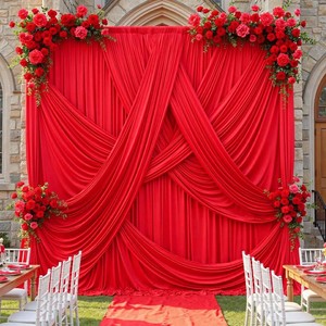 $55 20x12 ft Red Backdrop Curtains for Weddings Parties, Birthdays and Photos
