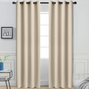 $42 Yakamok Room Darkening Curtains 52x84 inch Length Cream Beige-Living Room