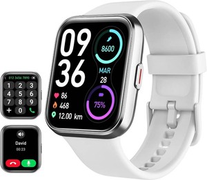 $60 Smart Watch for Women Android & iPhone, Alexa Built-in, 1.8 Touch Screen Fitness Tracker with AnswerMake Calls, 3ATM Waterproof Heart RateSleepSpO2 Monitor, Pedometer, 100 Sport Modes, White