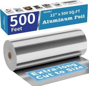 $40 Aluminum Foil Roll, 12in x 500Sq Ft Aluminum Foil, Thick Strong Tin Foil with Cutter, Food Safe Cling Wrap for Cooking, Baking, Roasting, Grilling, Freezer Storage