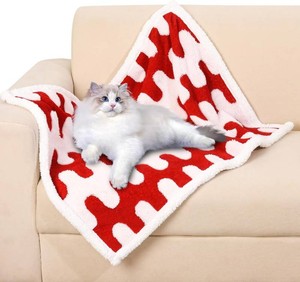 $26 Waterproof Blanket for Dog Puppy Cat, Cute Wavy Pattern Dog Blanket for Bed Couch Sofa, Washable Double Sided Pet Blankets for Couch Protection, 39x57, Red