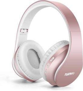 $24 TUINYO Wireless Headphones Over Ear, Bluetooth Headphones with Microphone, Foldable Stereo Wireless Headset-Rose Gold