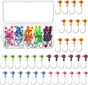 Skylety 60 Pcs Crappie Jig Heads for Fishing Lures Baits Hooks for Freshwater Saltwater Bass Trout