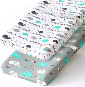 Stretchy Changing Pad Covers for Boys Girls,2 Pack Jersey Knit,Elephant & Whale