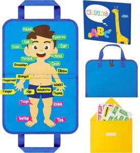 WATINC Body Parts Learning Portable Felt Story Board Set, 32PCS Preschool Human Organ Educational Teaching Storytelling Travel Board, Early Interactive Play Kit Gift for Toddler Kid (White)
