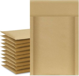 UCGOU Natural Kraft Bubble Mailers 4x8 Inch 50 Pack Brown Usable Size 4x7 Padded Envelope #000 Small Business Package Self Sealing Tear Resistant Boutique Bulk Shipping Bag for Jewelry Makeup Supplies