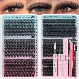 Lash Clusters Kit 708Pcs Individual Cluster Lash Extensions Kit 30D40D50D60D80D100D Wispy Eyelash Clusters with Lash Bond and Seal and Tweezers 10-16mm 6 Styles Mix Lashes Clusters Kit