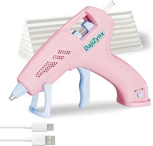Hot Glue Gun, Cordless Hot Glue Gun with 30 Premium Glue Sticks (7 150mm), 90s Fast Heating, 2600mAh Type-C Rechargeable for DIY Crafts, Home Repairs, Creative Projects and Gift Making, Pink