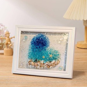 AGARES Sea Glass Art Kit, New Resin Art Kits for Adults, DIY Mosaic Kits, DIY Resin Beach Art Kit, Beach Art Photo Frame for Home Decoration, Bookshelf, Office (Heart of The Ocean)