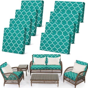 $31 Newwiee 8 Pcs Outdoor Patio Cushion Covers, Replacement Cover, Peacock Blue